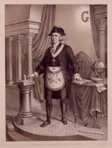 Benjamin Franklin in Masonic Apron as Master Mason.